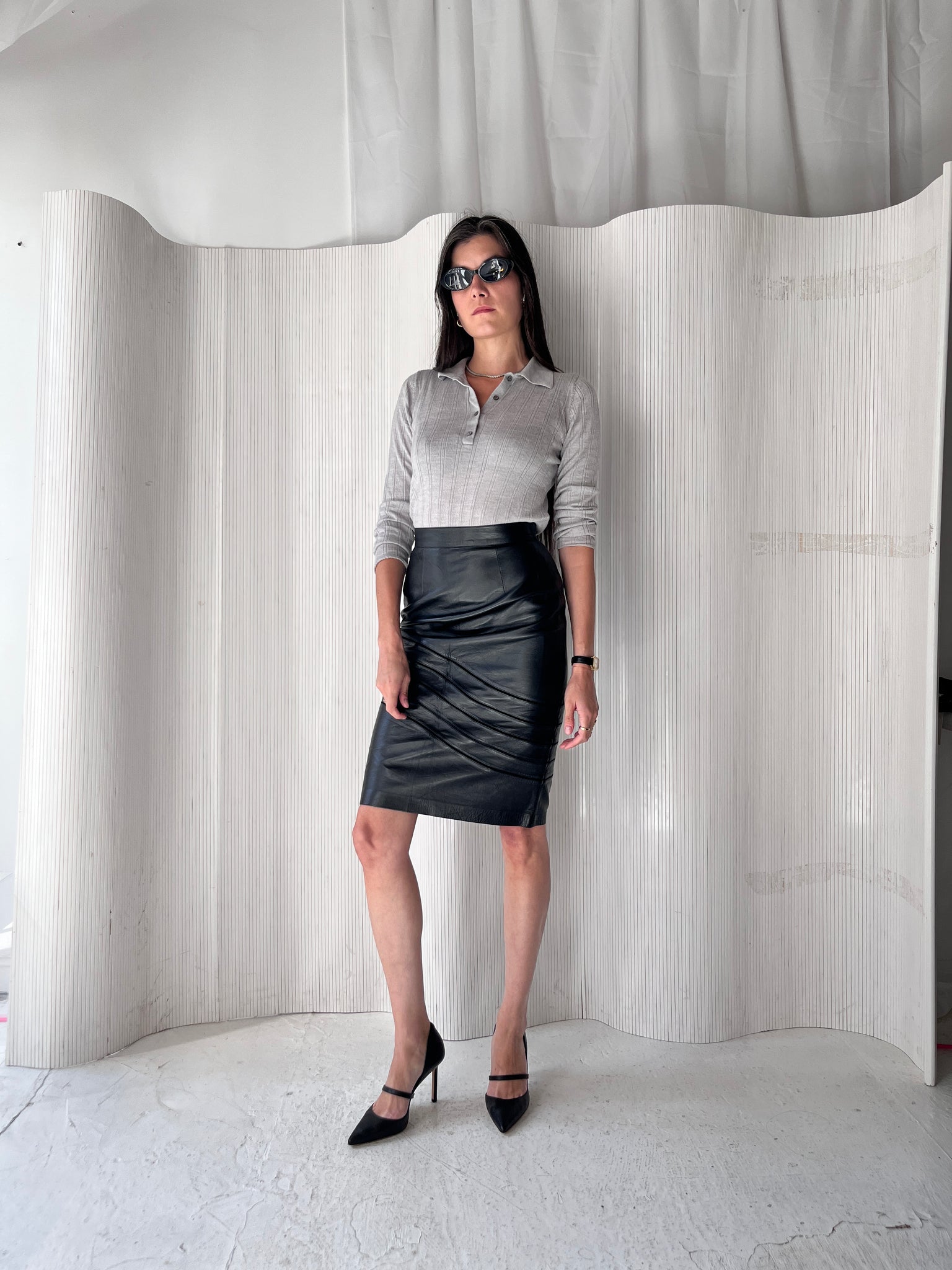 Loewe Vintage Leather Pencil Skirt