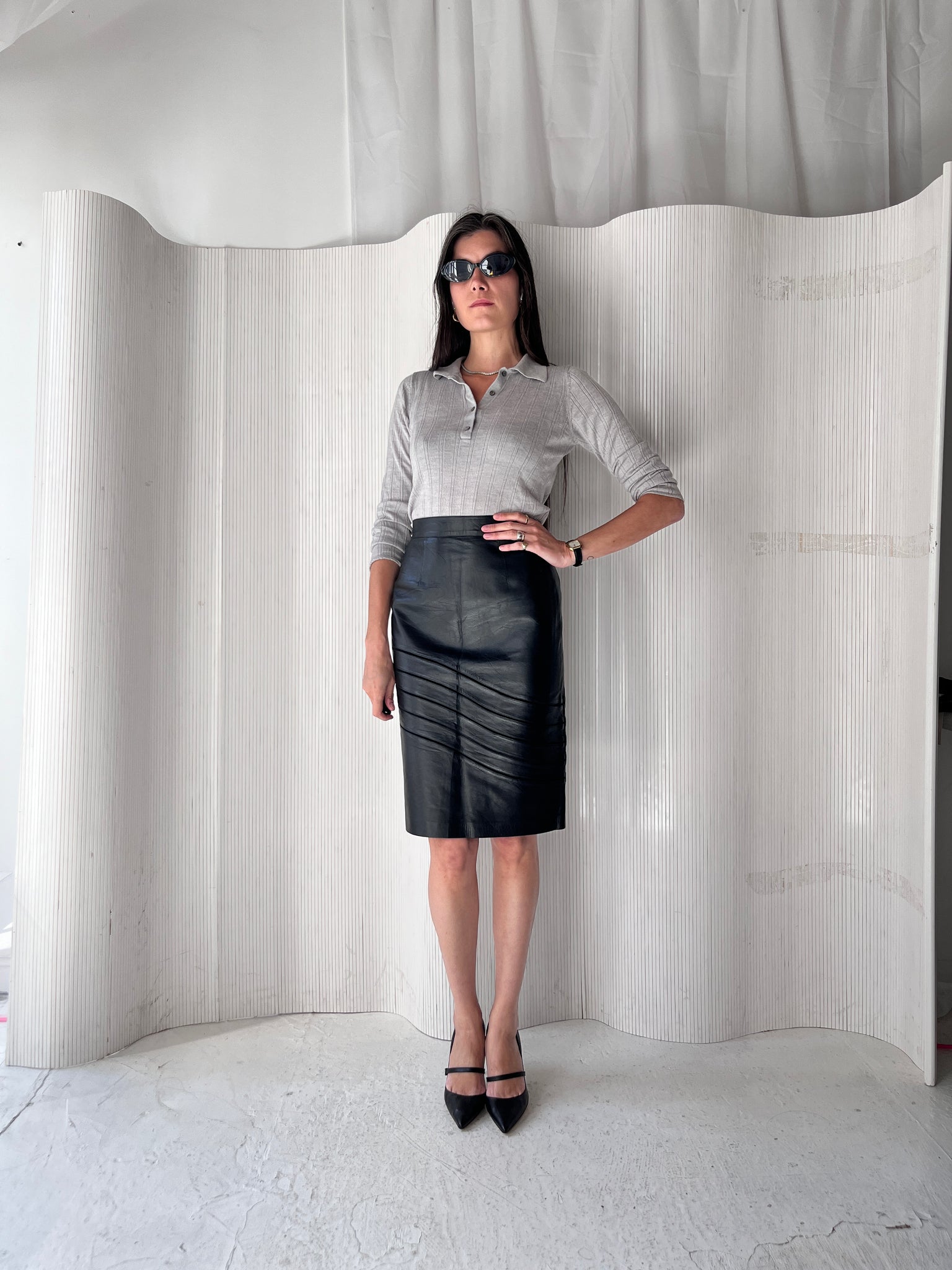 Loewe Vintage Leather Pencil Skirt