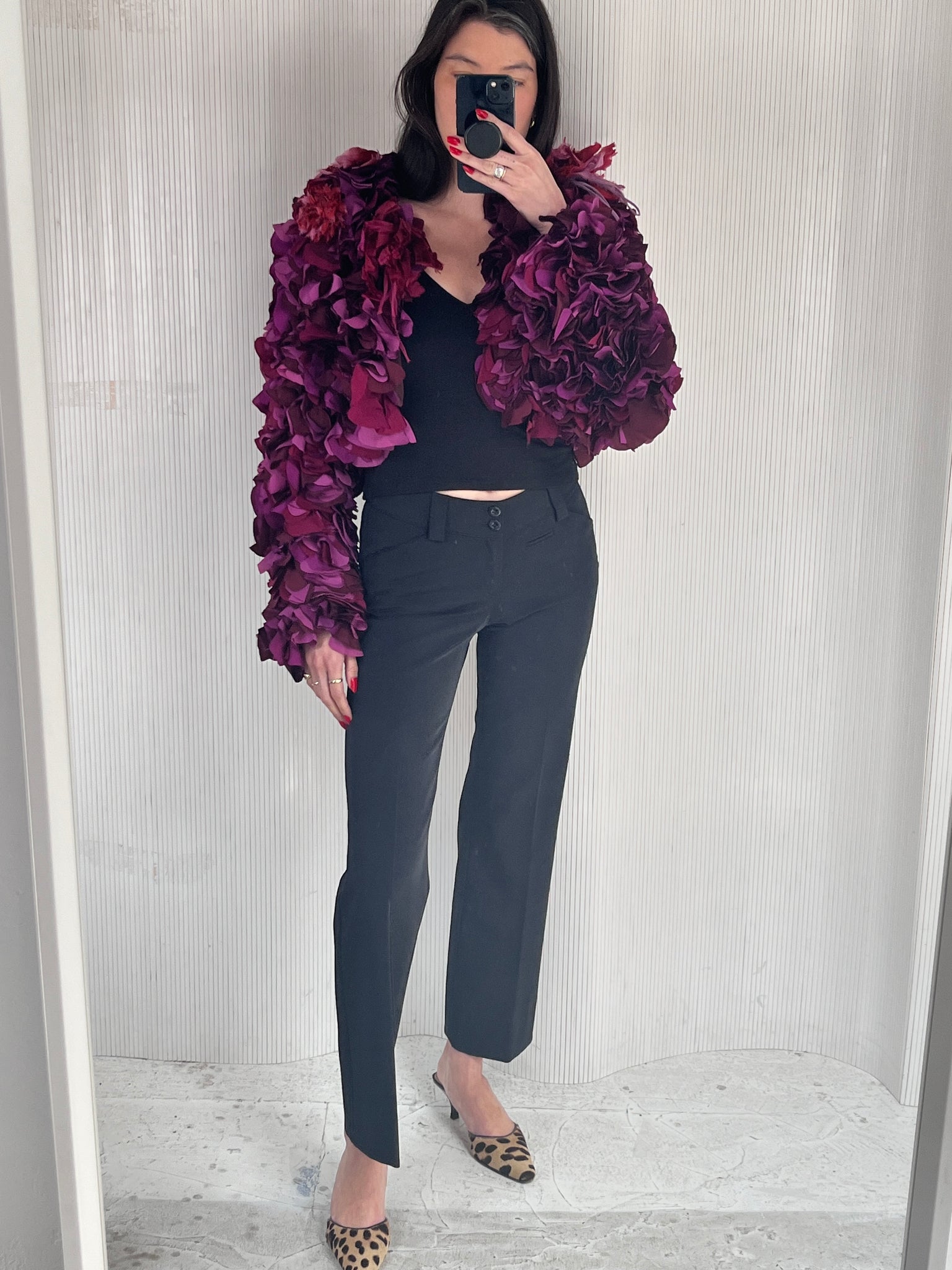 Chloe purple petal shrug