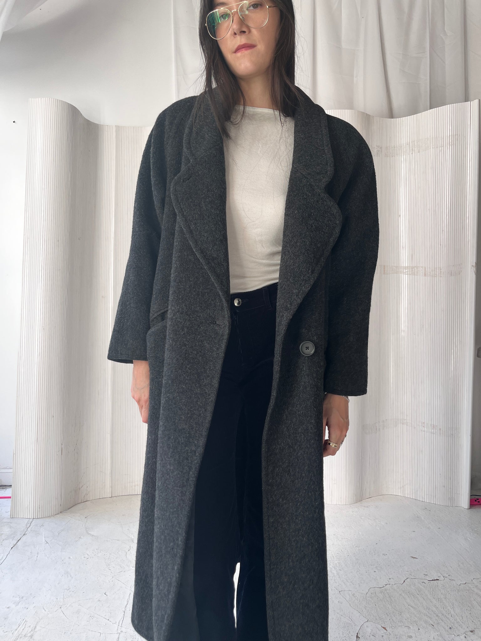 Charcoal Melange Wool Coat