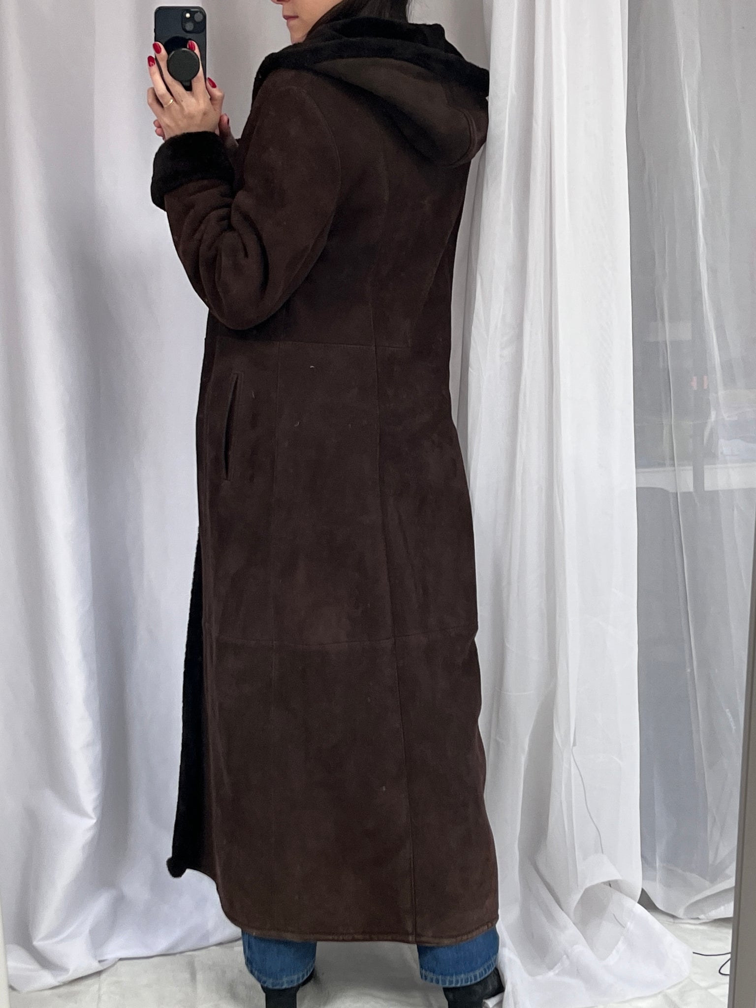 Chocolate Lambskin Maxi Coat