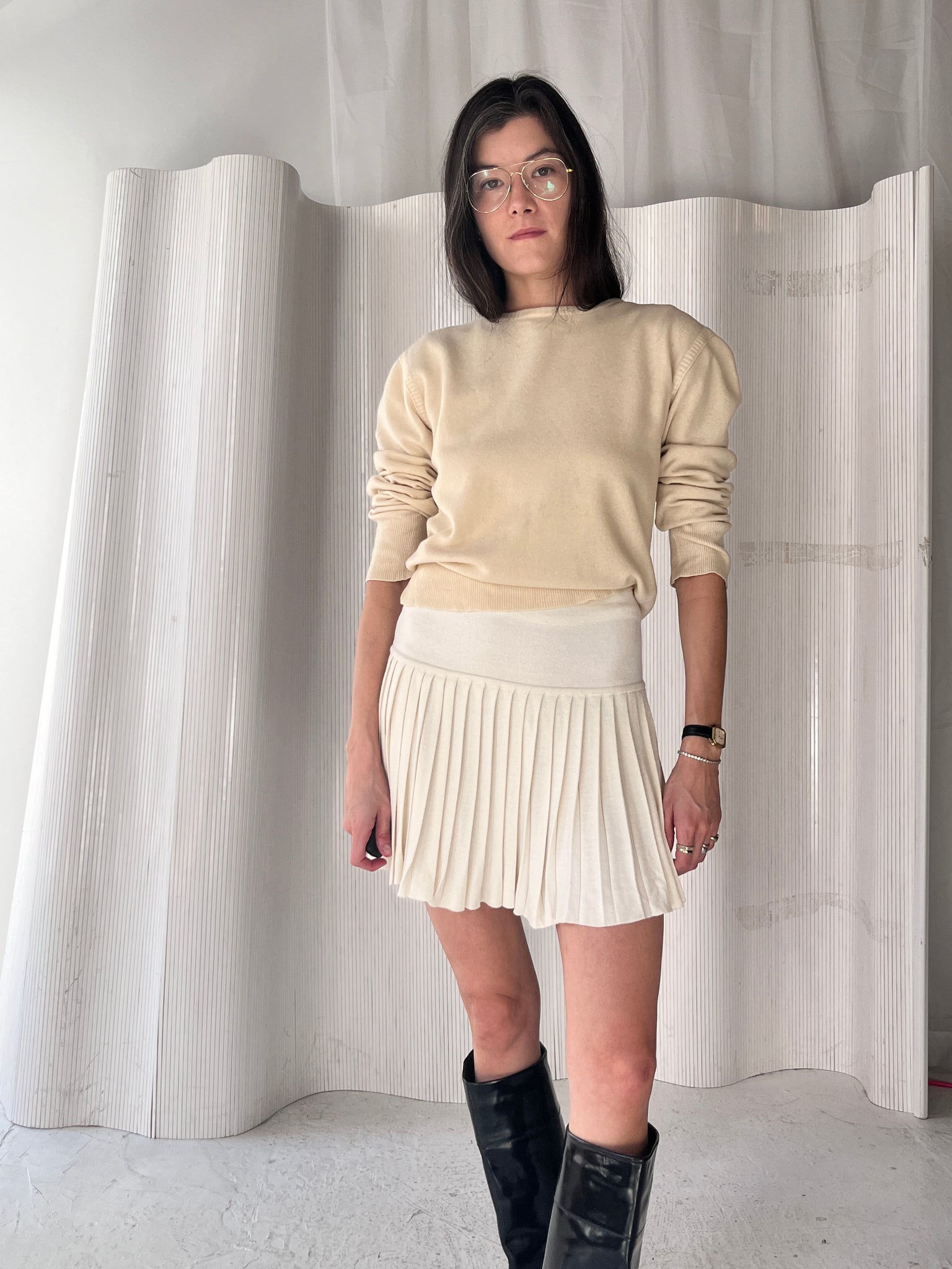 White Pleated Skirt