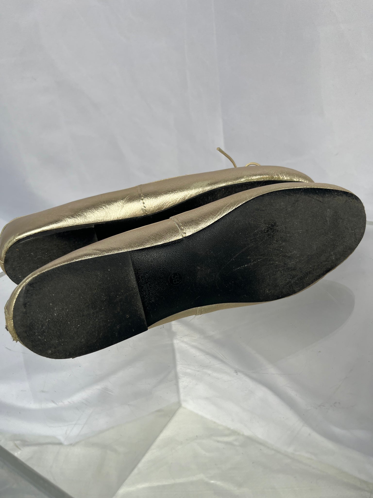 french gold ballet flat