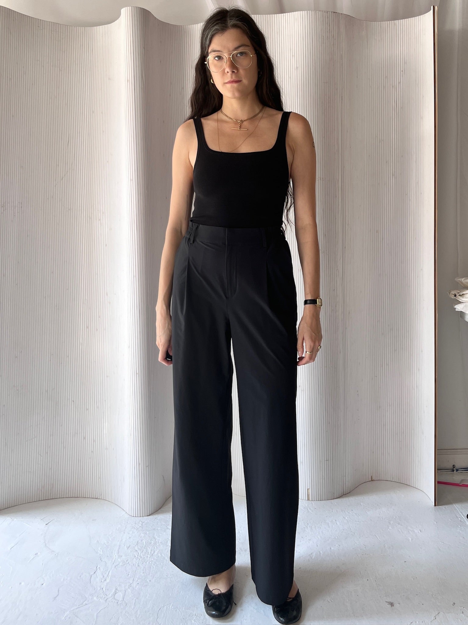 Alo black wide leg tech pant