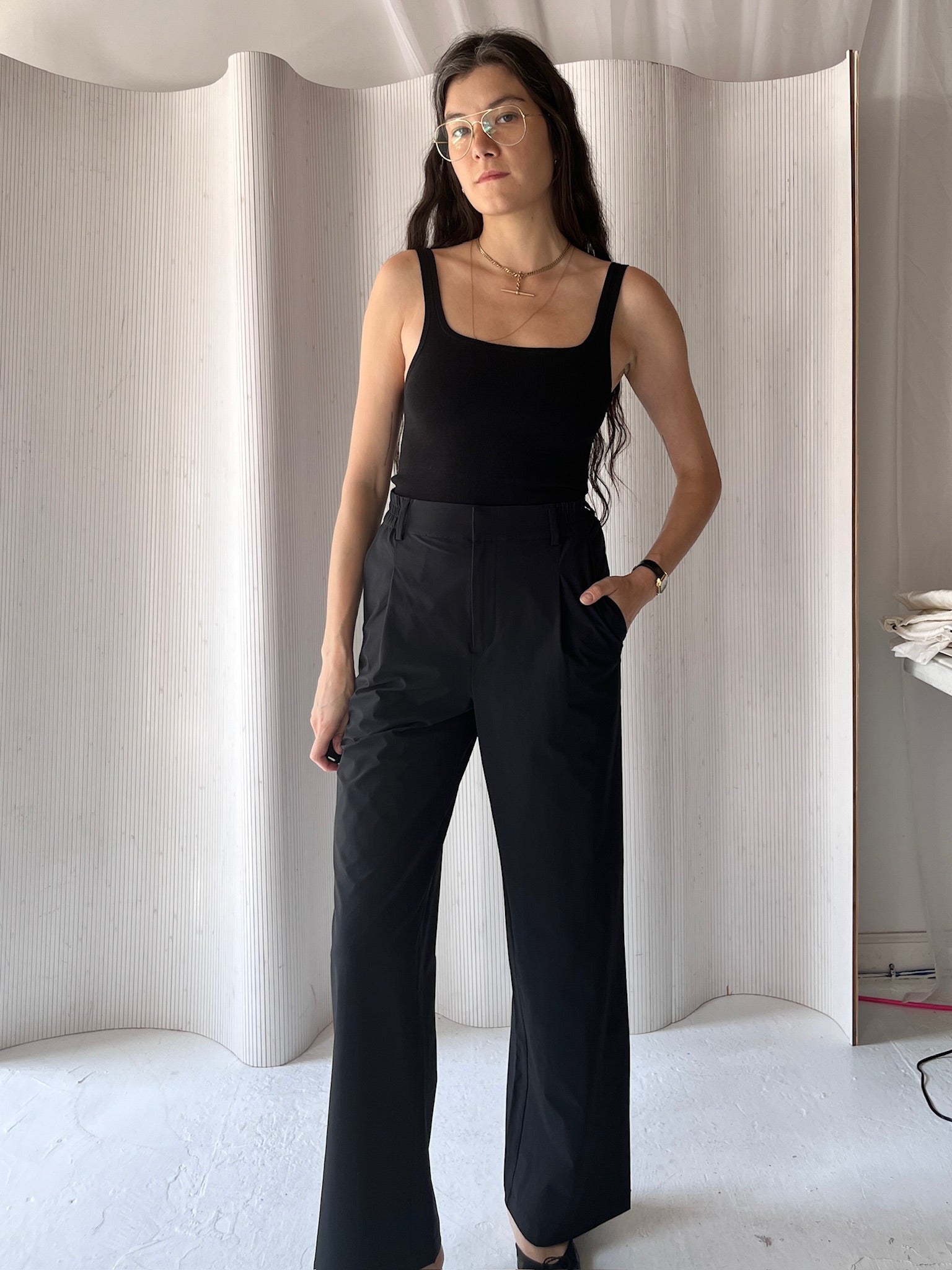 Alo black wide leg tech pant