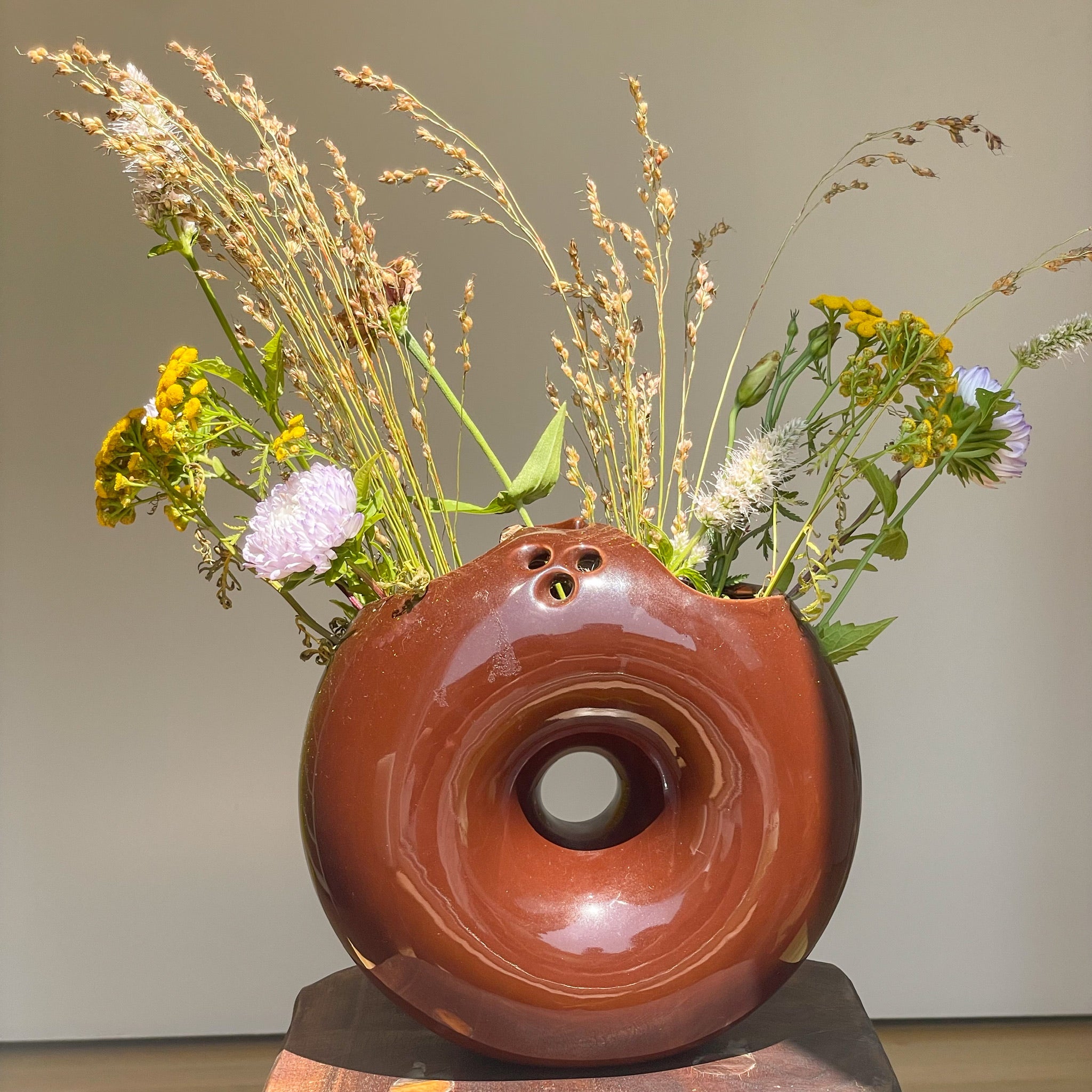 Burgundy Donut Vase