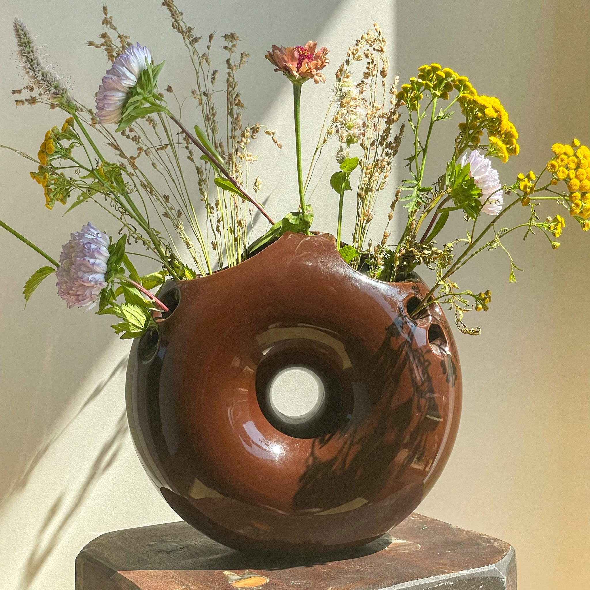 Burgundy Donut Vase