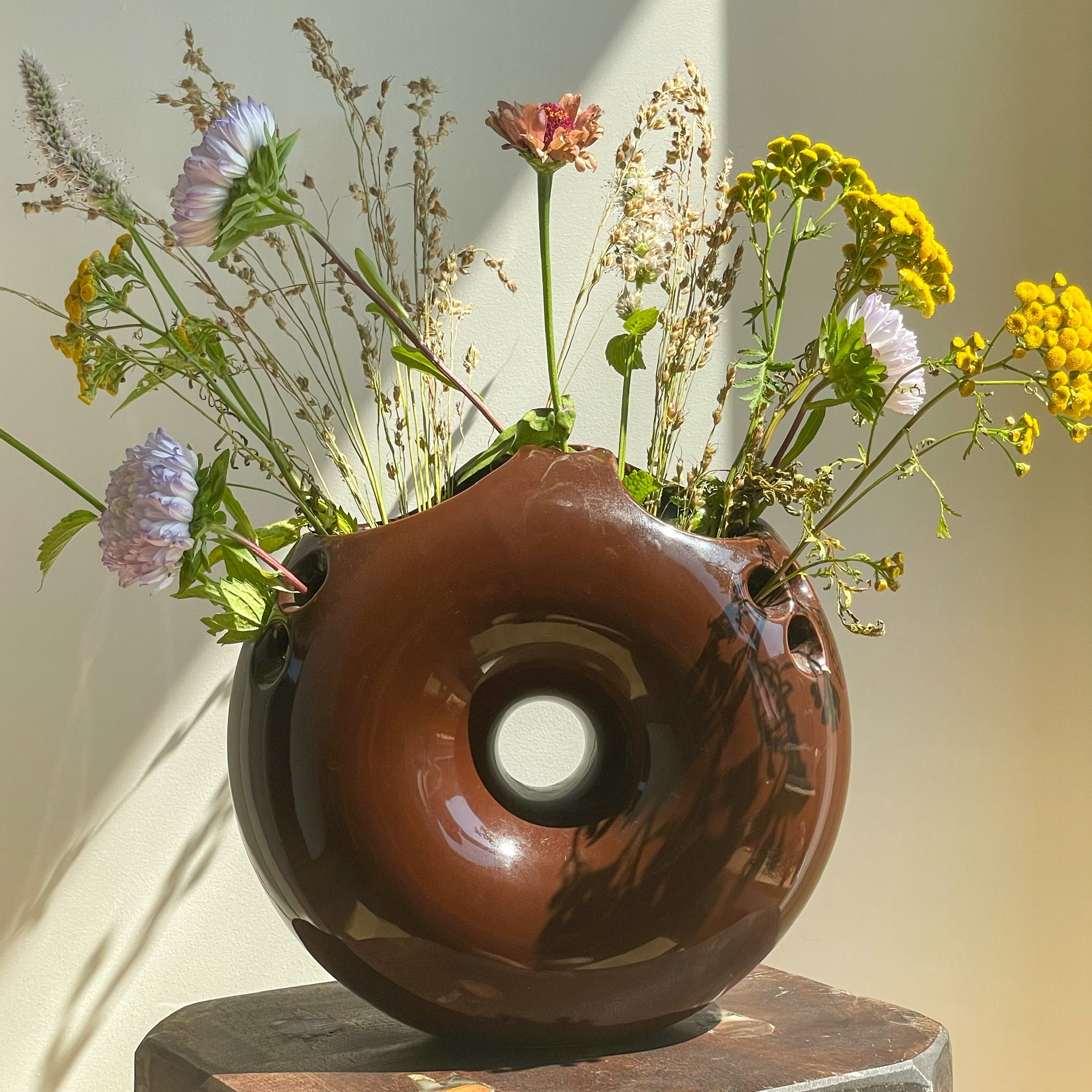 Burgundy Donut Vase