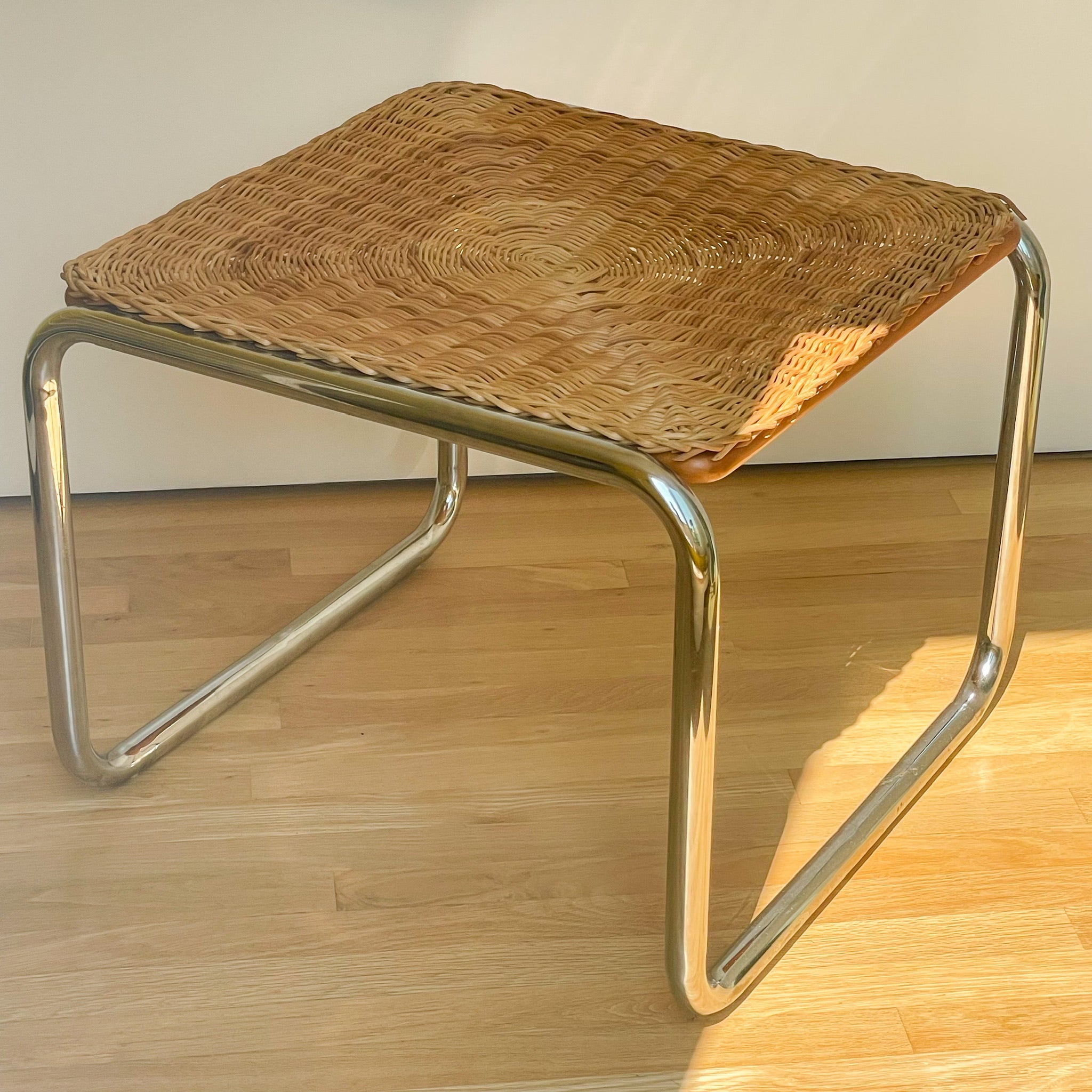 Martin Visser Wicker and Chrome Cantilever Coffee Table