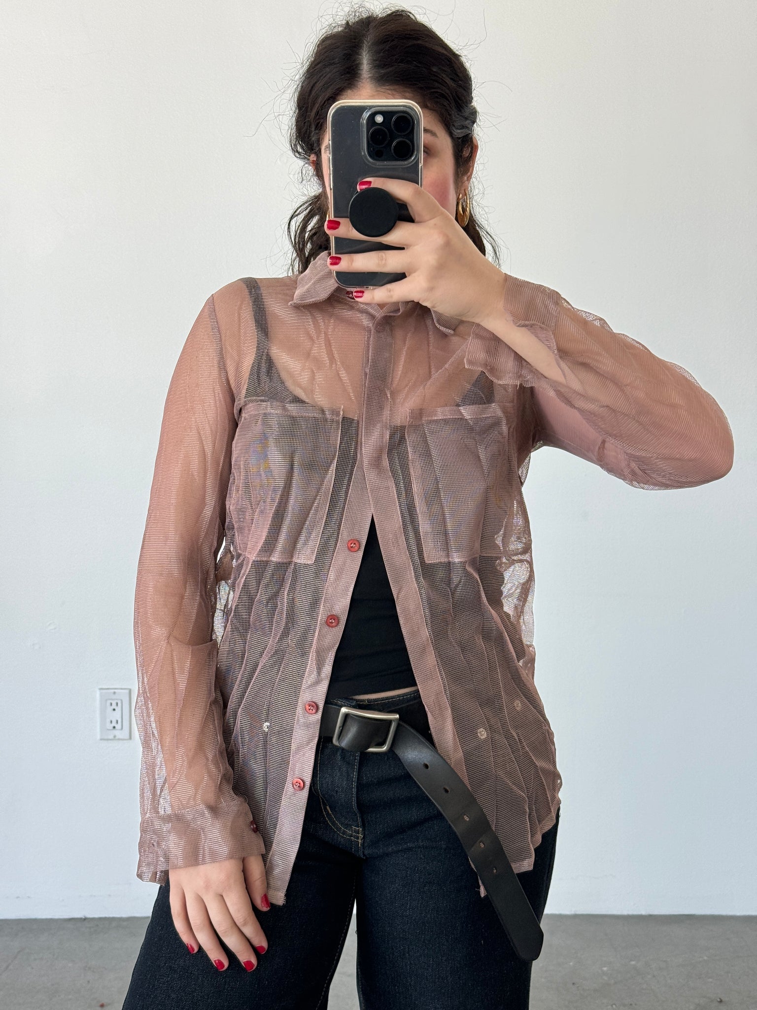 JACQUEMUS SHEER MESH SHIRT