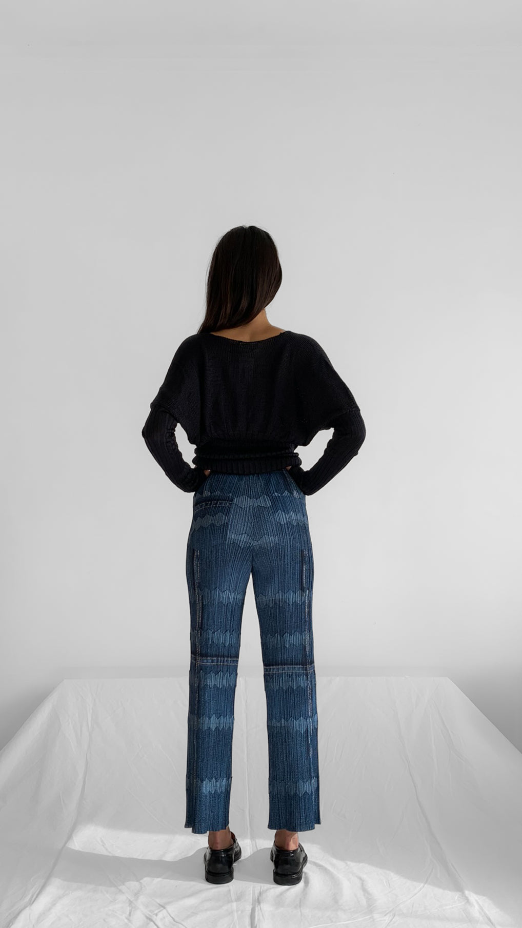 Issey Miyake Pleats Please Trompe L’oeil Denim Pants