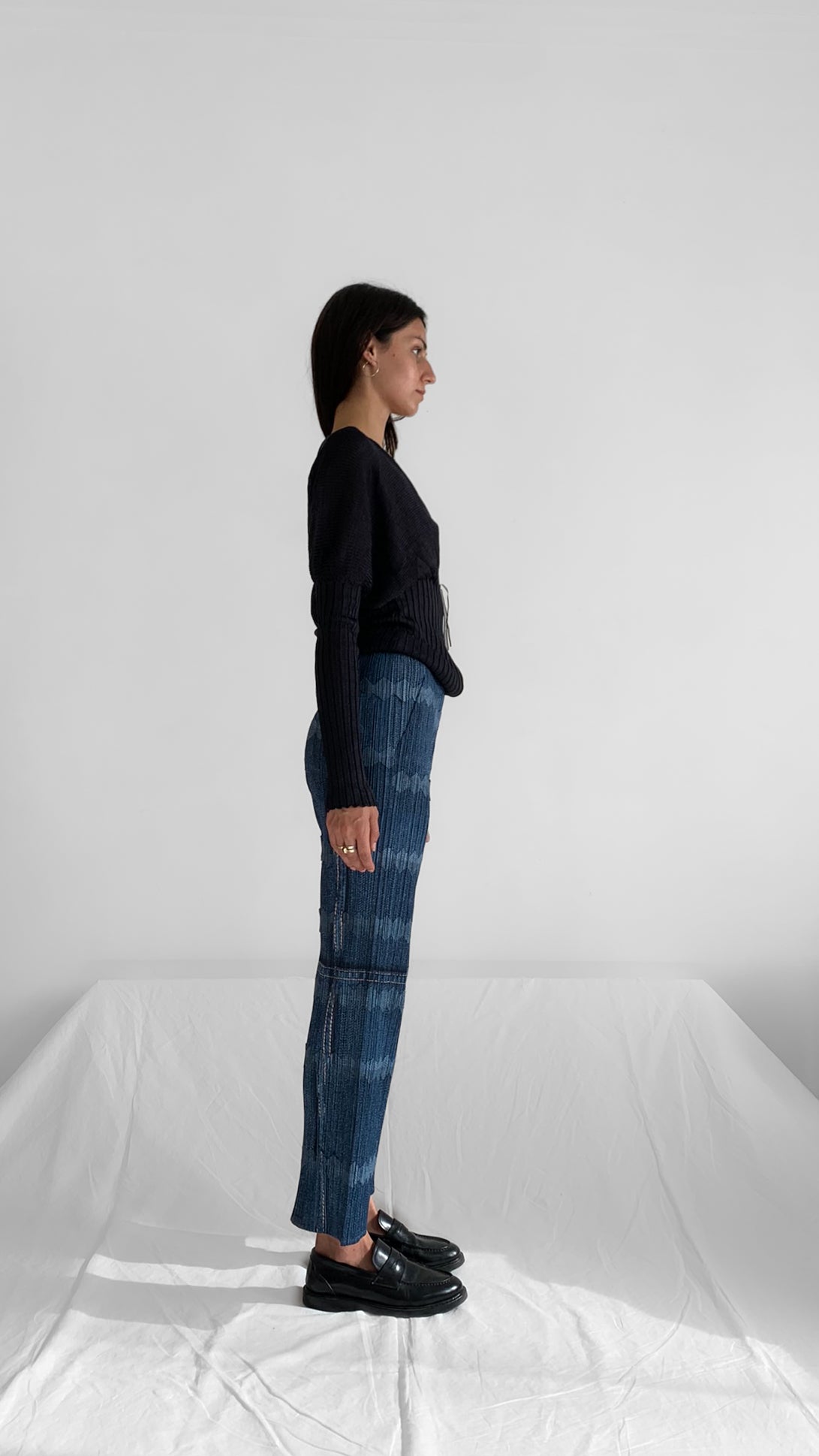 Issey Miyake Pleats Please Trompe L’oeil Denim Pants