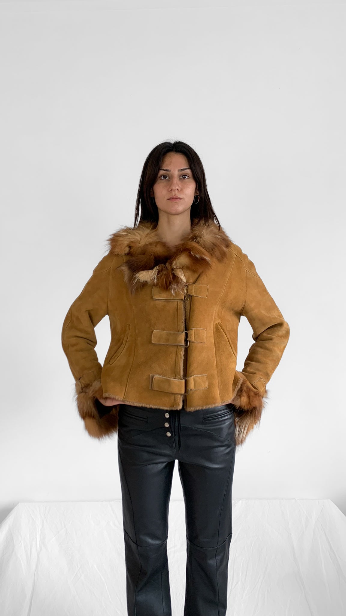 Shearling Jacket with Fur Trim