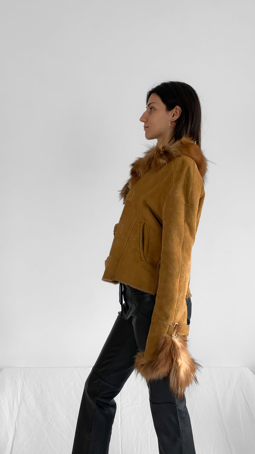 Shearling Jacket with Fur Trim