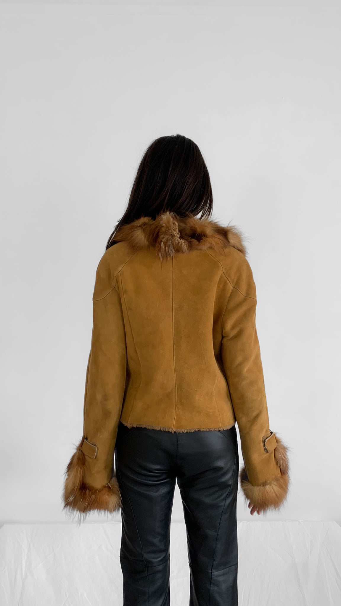 Shearling Jacket with Fur Trim