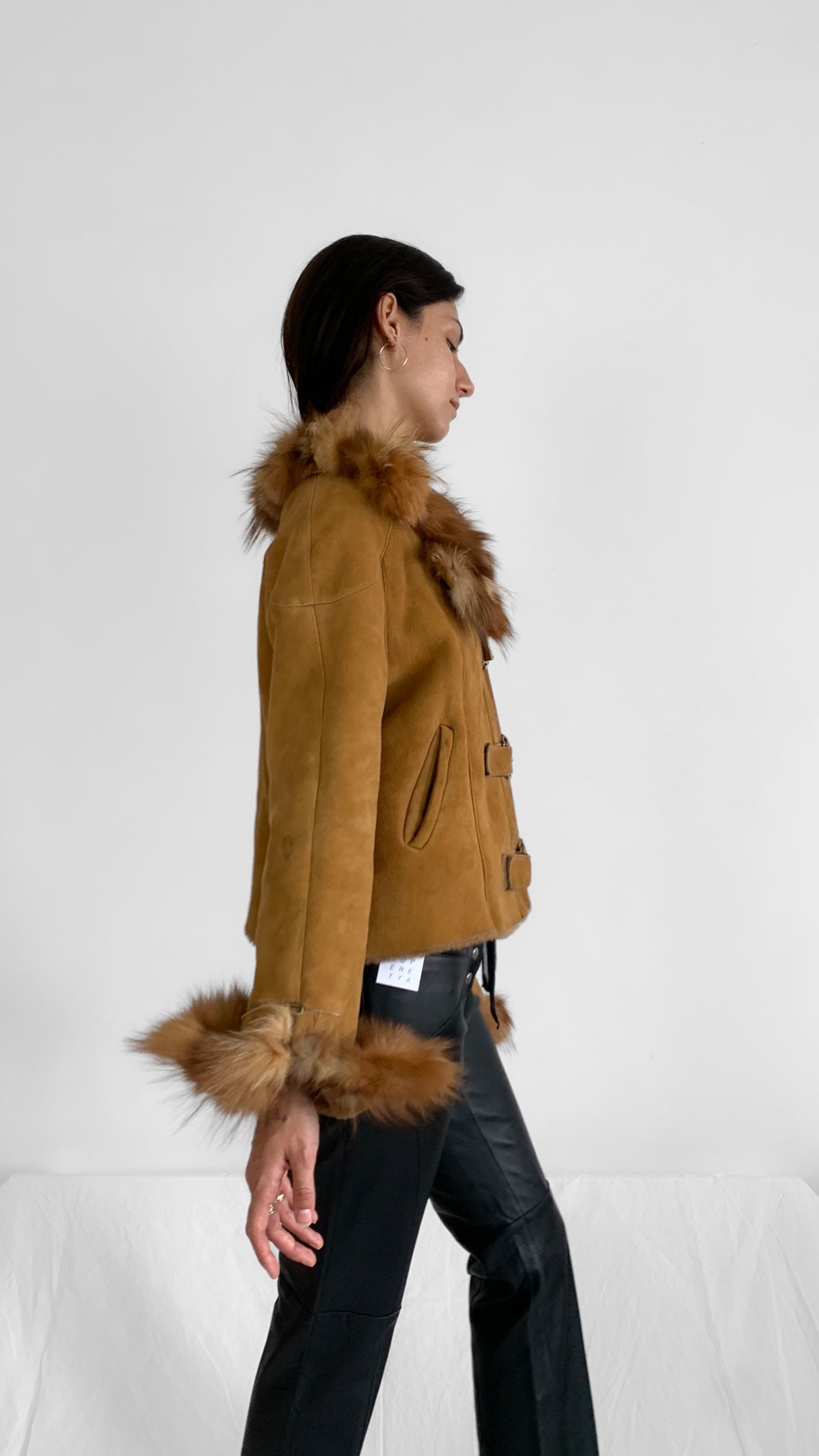 Shearling Jacket with Fur Trim