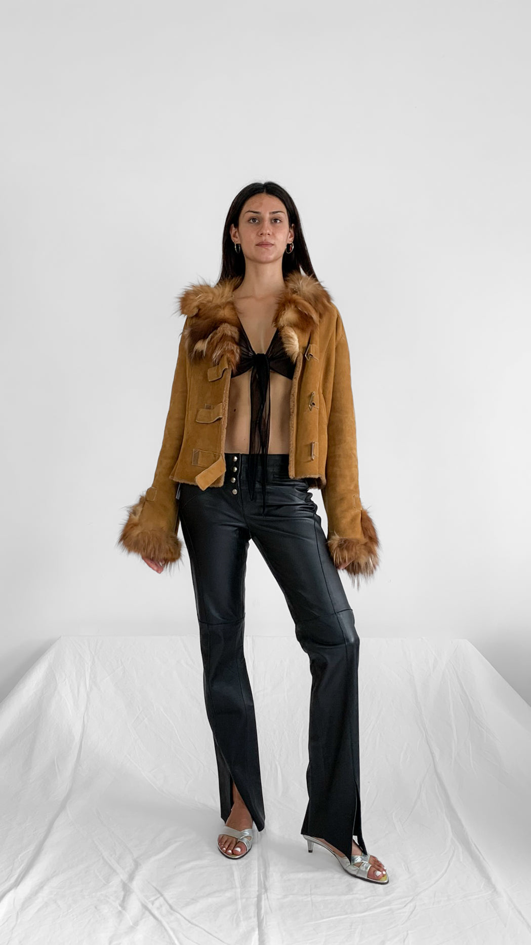 Shearling Jacket with Fur Trim