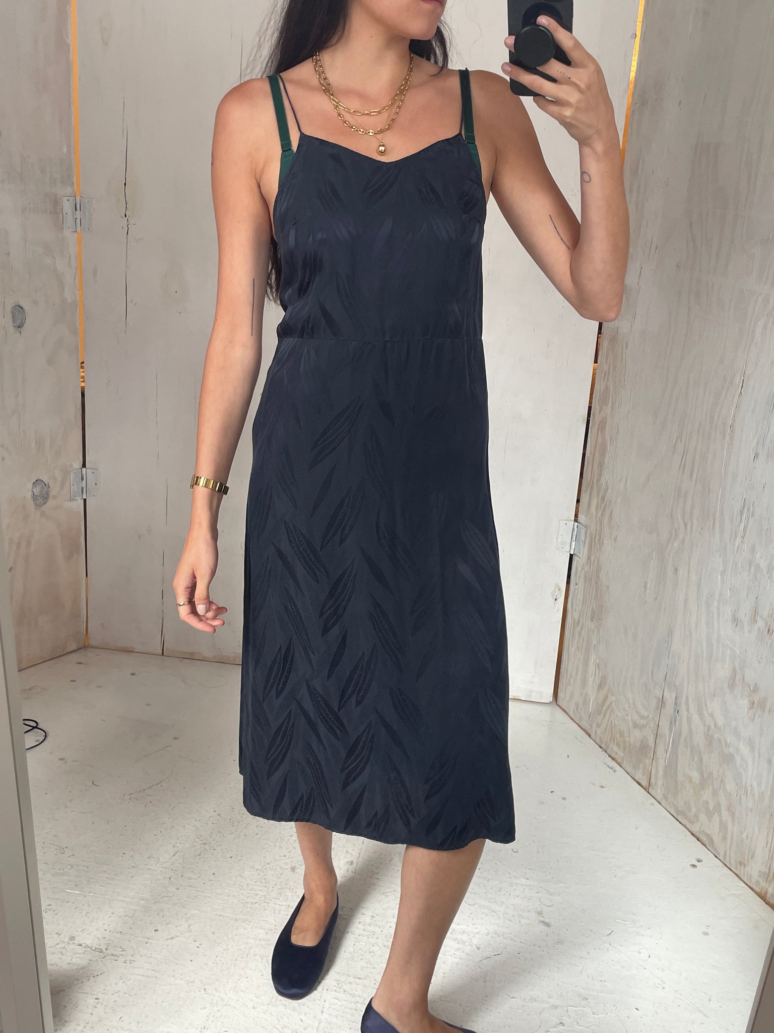 Navy Silk Slip