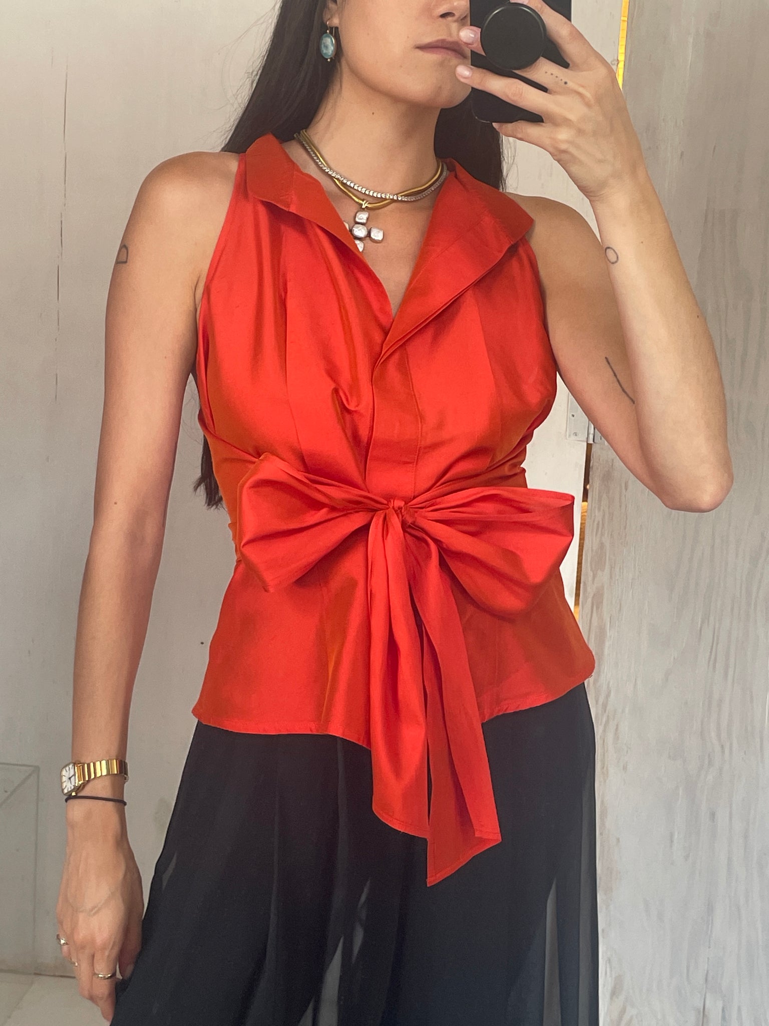 Max Mara sleeveless wrap blouse