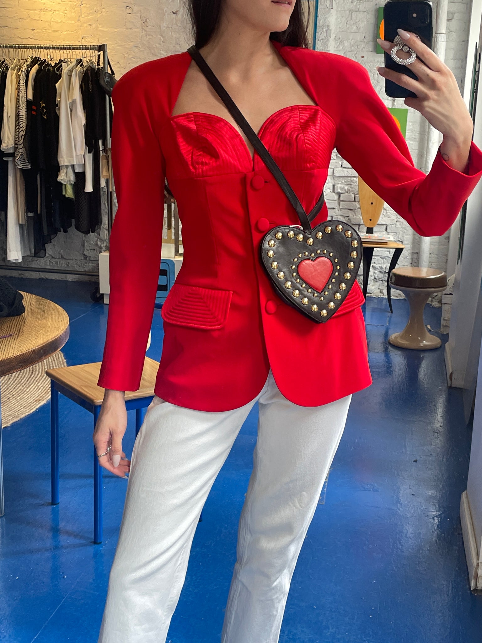 90s Moschino studded heart bag