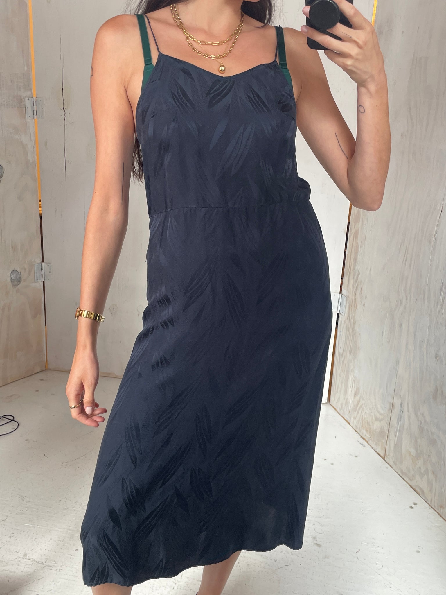 Navy Silk Slip