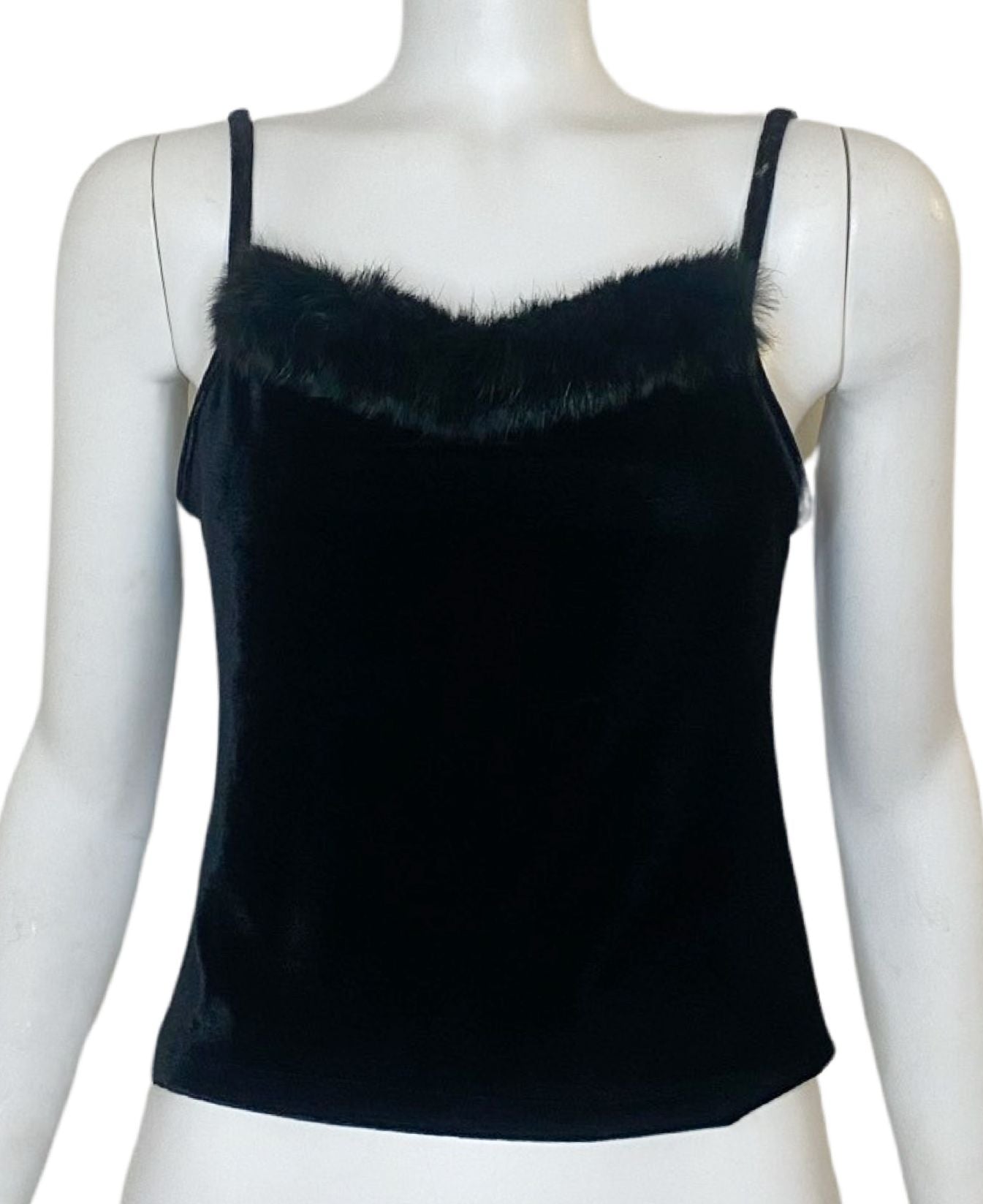 FUR & VELVET BLACK CAMI TOP - 1