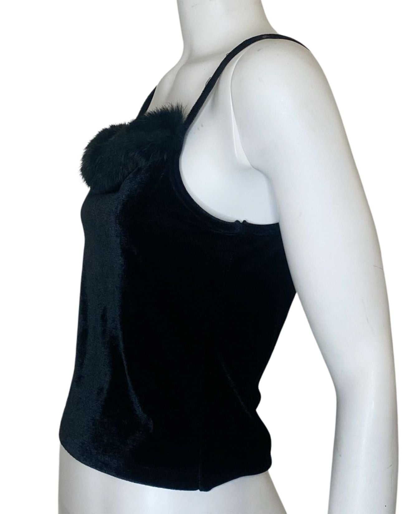 FUR & VELVET BLACK CAMI TOP - 2