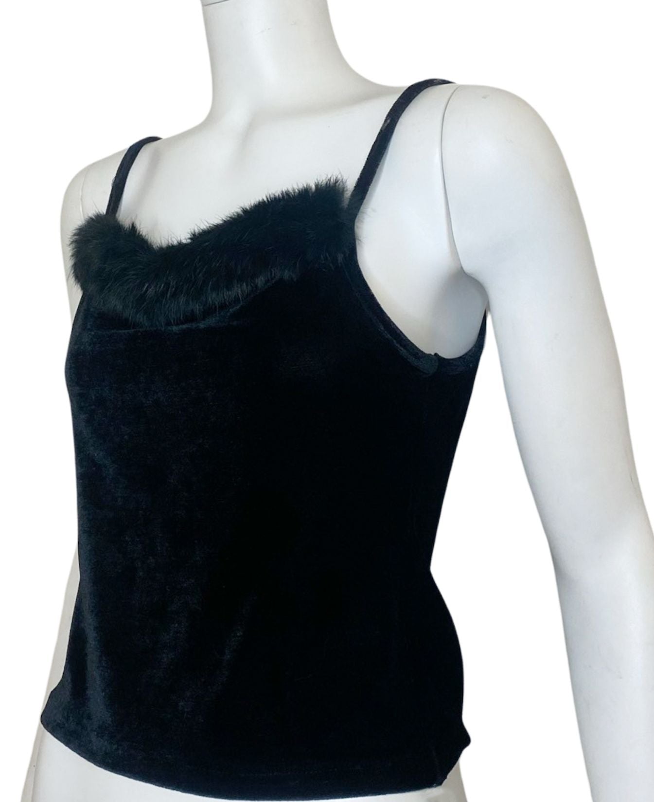 FUR & VELVET BLACK CAMI TOP - 3