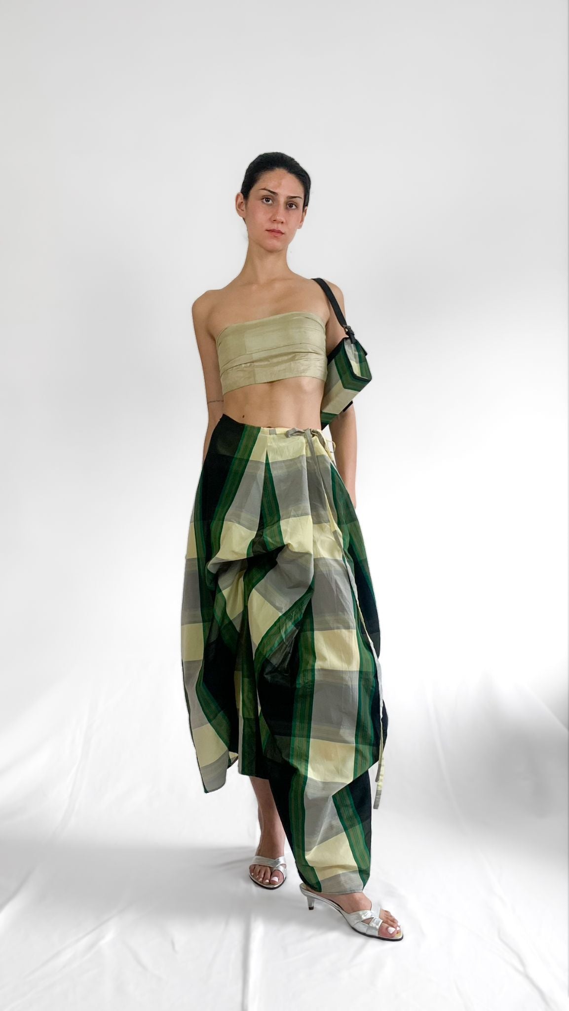 List Tartan Plaid Asymmetrical Wrap Skirt + Handbag - 3