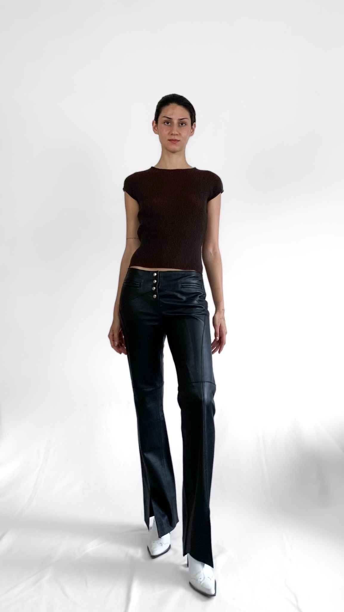 Pianca Slit Leg Leather Pant - 1