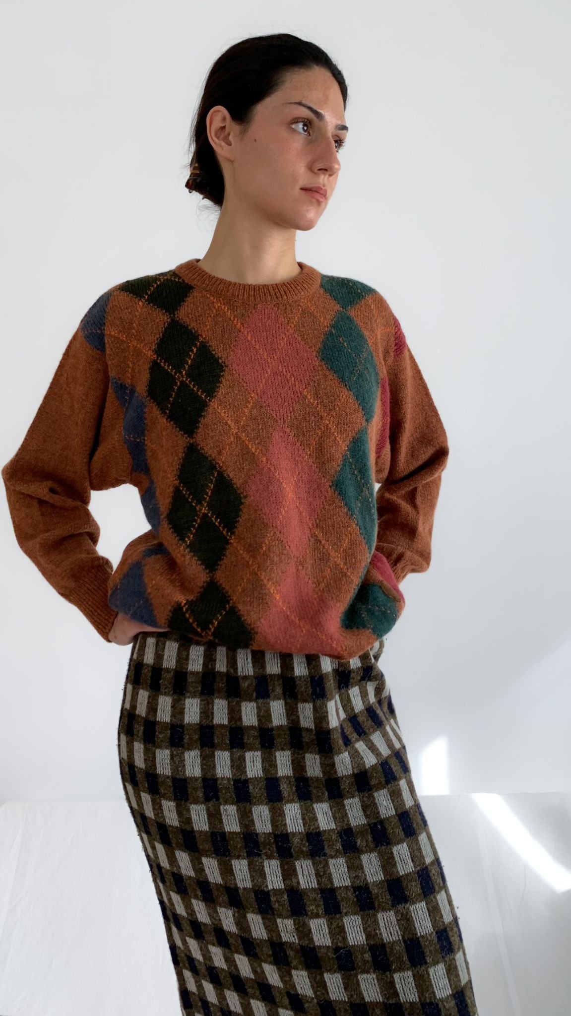 Trussardi Sienna Argyle Wool Sweater - 1