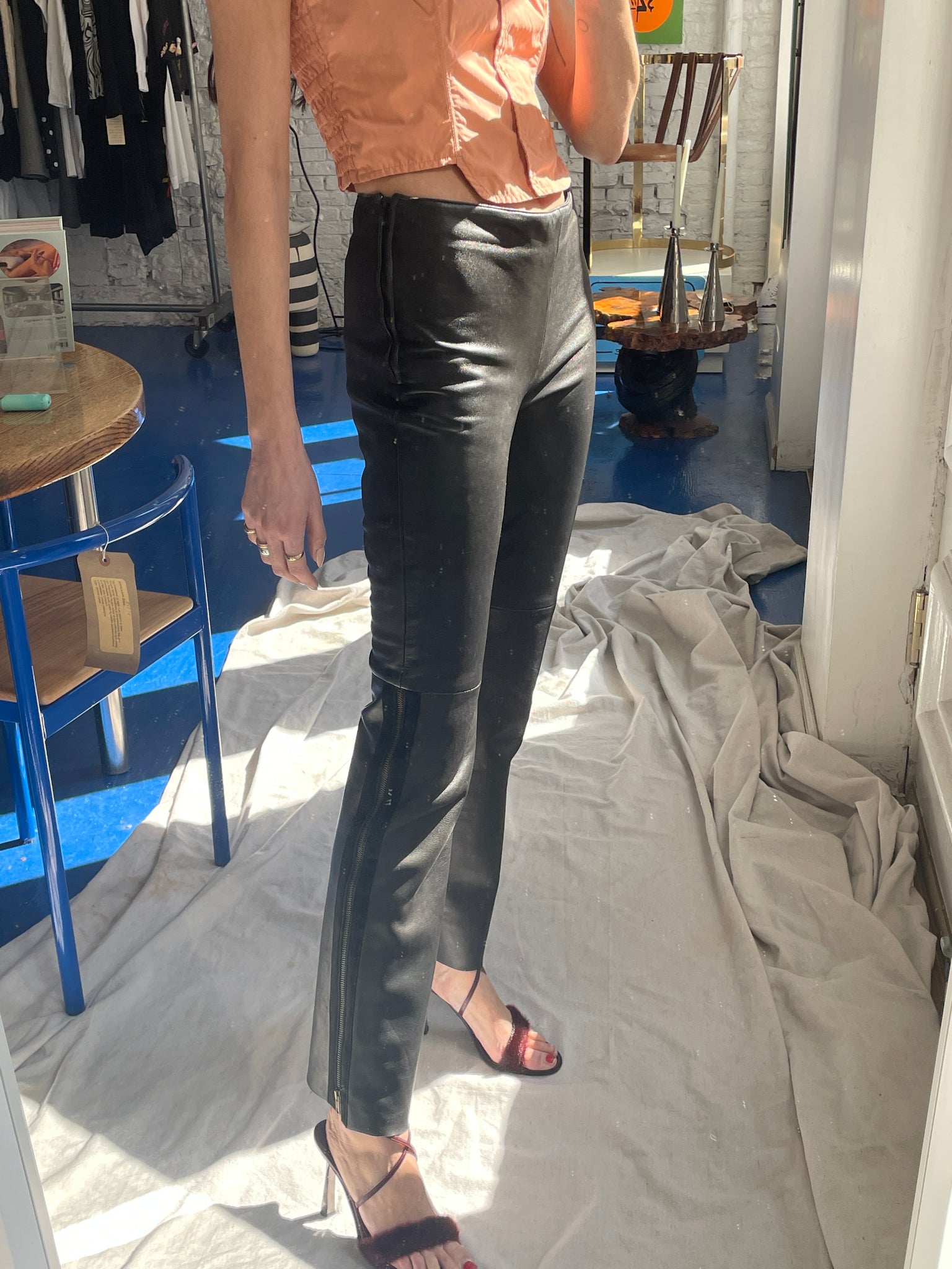 Viola Valenti Zip Leather Pants