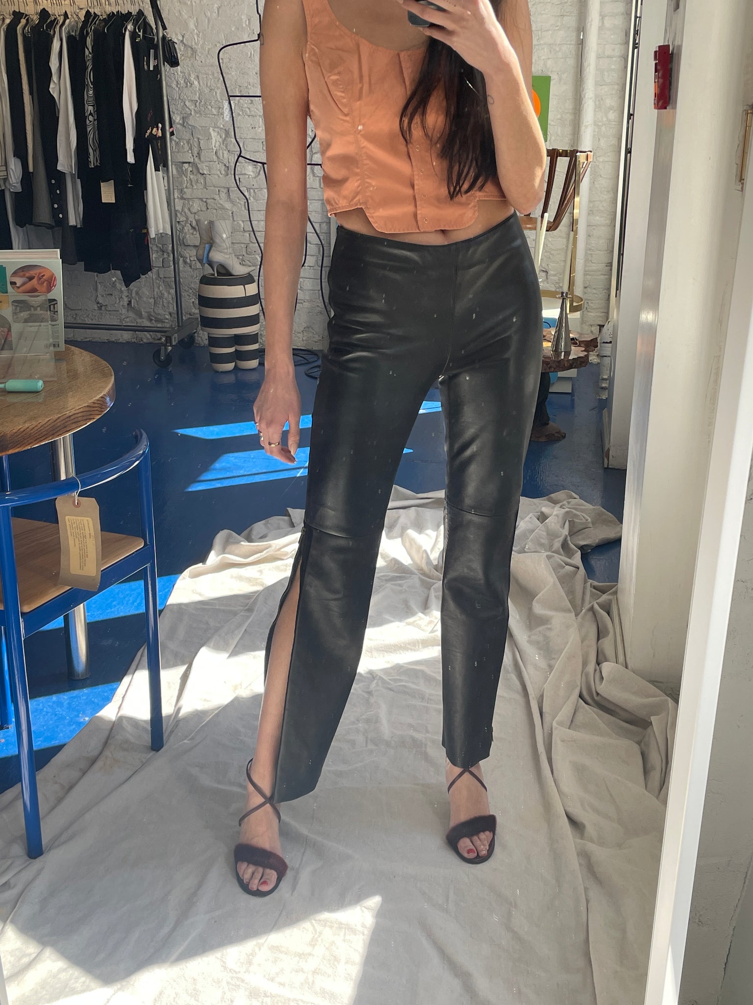 Viola Valenti Zip Leather Pants